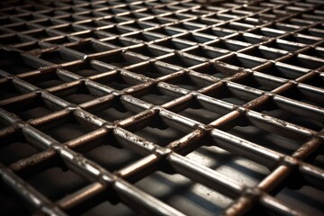 A detailed close-up of a perforated metal grate