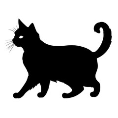 Black metal silhouette stencils cat on a white background. AI-Generated.