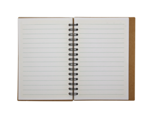 Blank notebook paper with ring spine on transparent background png file