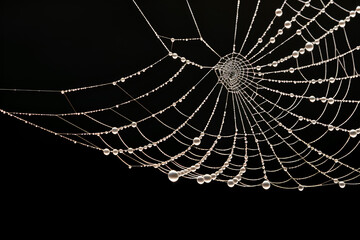 spider web with dew drops
