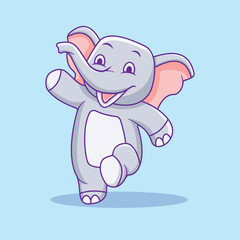 Cute Elephant Vector Cartoon Illustration