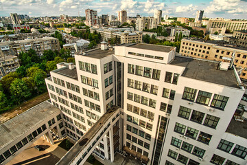Kharkiv, Ukraine 2023. Aerial view of downtown residential buildings. - 655655169