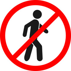 No walking traffic sign, prohibition no pedestrian sign for graphic design, logo, web site, social media, mobile app, ui 