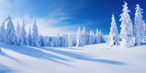 Snowy winter landscape - obrazy, fototapety, plakaty