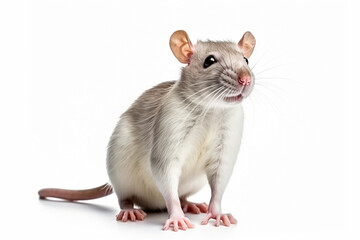 White domestic rat on a isolated background. The rat is a symbol of 2020.