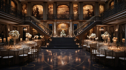 Upscale reception hall for wedding - obrazy, fototapety, plakaty