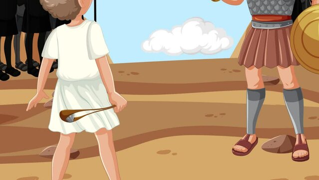 Religious animation depicting the epic battle between David and Goliath.