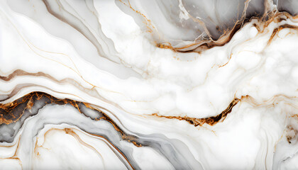 Abstract white marble background with brown and gray color, Natural patterns for design. Generative Ai.