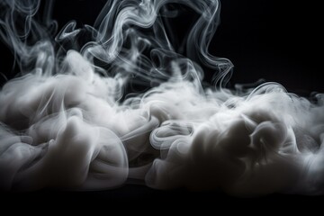 Close-up steam smoke against a dark backdrop. Generative AI