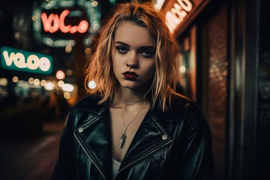 Punk girl street. Fashion model style. Generate Ai