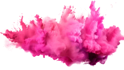 Foto op Aluminium Colorful pink smoke paint explosion, color fume powder splash on transparent background PNG © John