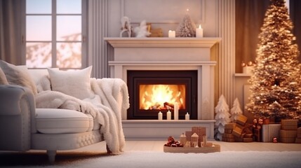 Merry Christmas and Happy New Year background with perfect Living room