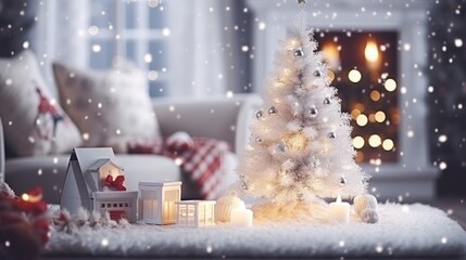 Merry Christmas and Happy New Year background with perfect Living room