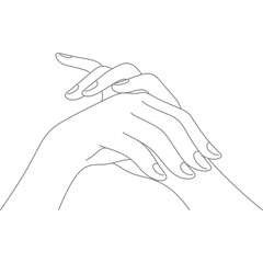 woman hand care applying moisturizer line art
