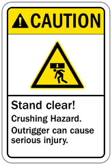 Crush and cut hazard warning sign and labels Moving parts can crush and cut. Follow lockout procedure before servicing.  Do not operate with guard removed.