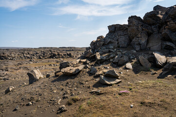 The Rugged Landscape of the Hafragilsfoss Waterfall at Vatnajokull National Park