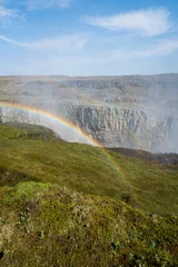 Raamstickers A Rainbow at Iceland's Hafragilsfoss Waterfall in Vatnajokull National Park © Zack Frank