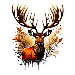 illustration of deer . to use as t-shirt design.
