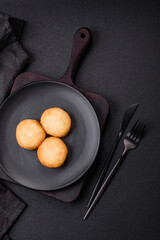 Delicious fresh sweet cheese pancakes with raisins and cinnamon