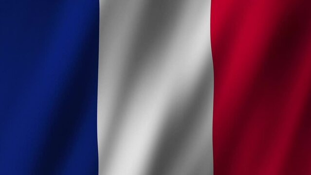 France Flag. National 3d France flag waving. Flag of France footage video waving in wind. Flag of France 4K Animation