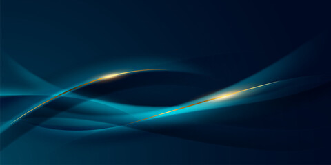 blue abstract background with luxury golden elements vector illustration