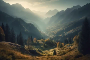 Fotobehang A breathtaking mountain valley landscape © Marius