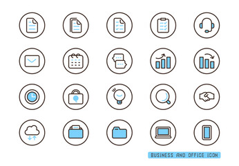 シンプルなビジネスのアイコンセット 青色のアイコン