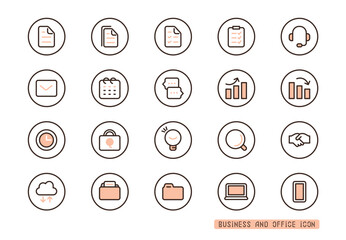 シンプルなビジネスのアイコンセット ピンクのアイコン