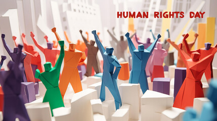 Human Rights Day Poster in Origami Style - obrazy, fototapety, plakaty