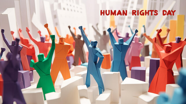 Human Rights Day Poster in Origami Style