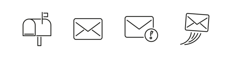 Mail vector icon set. Envelope mails postage symbol collection. Postal icons.