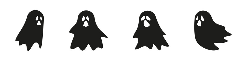 Ghost sillhouette vector set. Ghosts mysterious shadow for Halloween design.