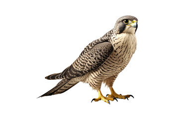 Stunning Falcon Bird Isolated on White Transparent Background.
