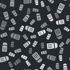 Grey Salt icon isolated seamless pattern on black background. Cooking spices. Vector