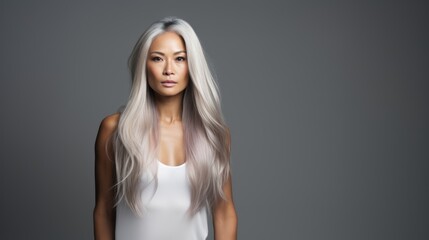 Fototapeta premium portrait of a smile woman with silver hair.