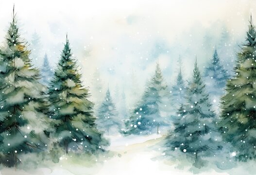 christmas day watercolor background. © EnelEva