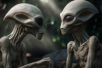 Two extraterrestrials having a talk. Generative AI