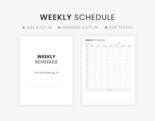 Weekly schedule template printable. Blank weekly homeschool schedule. Editable hourly weekly schedule template - obrazy, fototapety, plakaty
