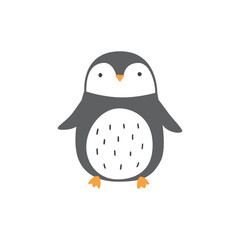 Cartoon Cute little penguin. Vector illustration.