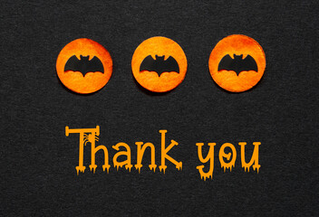 Black Halloween Background With Orange Dots And Text Thank You