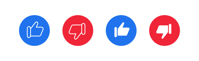Thumb up and thumb down icon set. Like and dislike button. Vector EPS 10