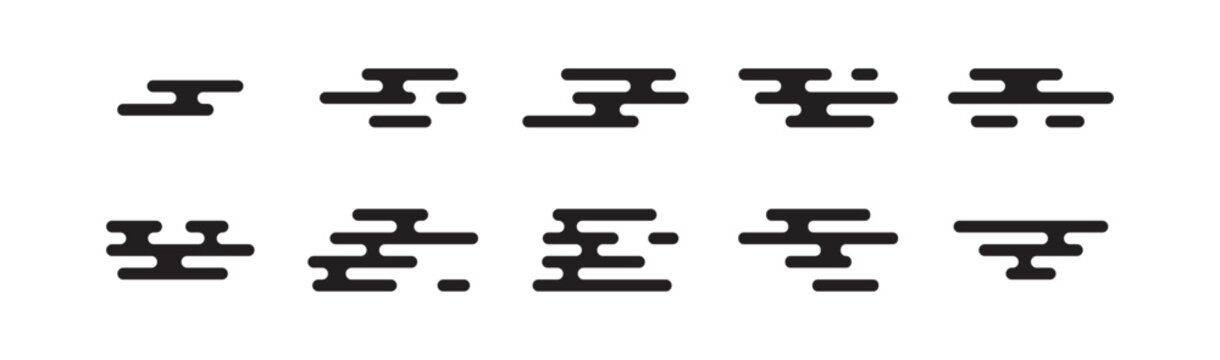 Asian, Chinese, Japanese cloud set in minimal style. Traditional design element. Vector EPS 10