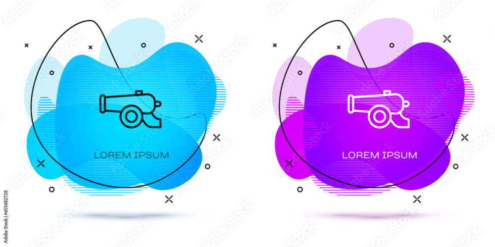 Sticker line ramadan cannon icon isolated on white background. abstract banner with liquid shapes. vector