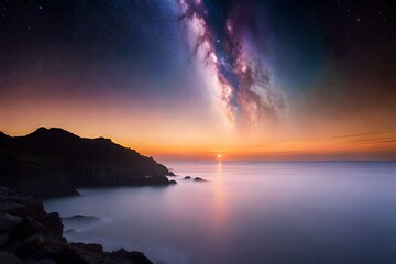 Fototapeta na wymiar sunset over the sea generated by AI