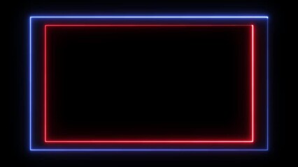 Abstract light neon frame on black background. laser show looped animation. 4K video.