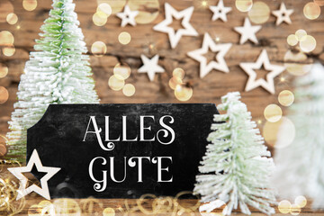 Text Alles Gute, Means Best Wishes, Rustic Christmas Tree Decor