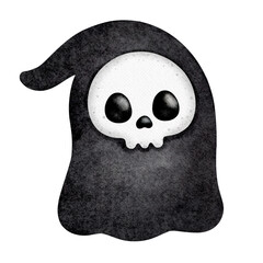 Cute Halloween Angel of Death cartoon character hand painted illustration