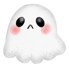 Kawaii Ghost Halloween watercolor hand painting
