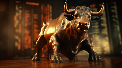 African Buffalo illustration. stock exchange, gold - obrazy, fototapety, plakaty
