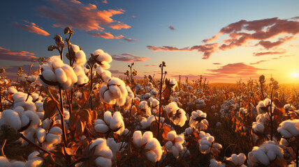 beautiful landscape on a cotton wool field
